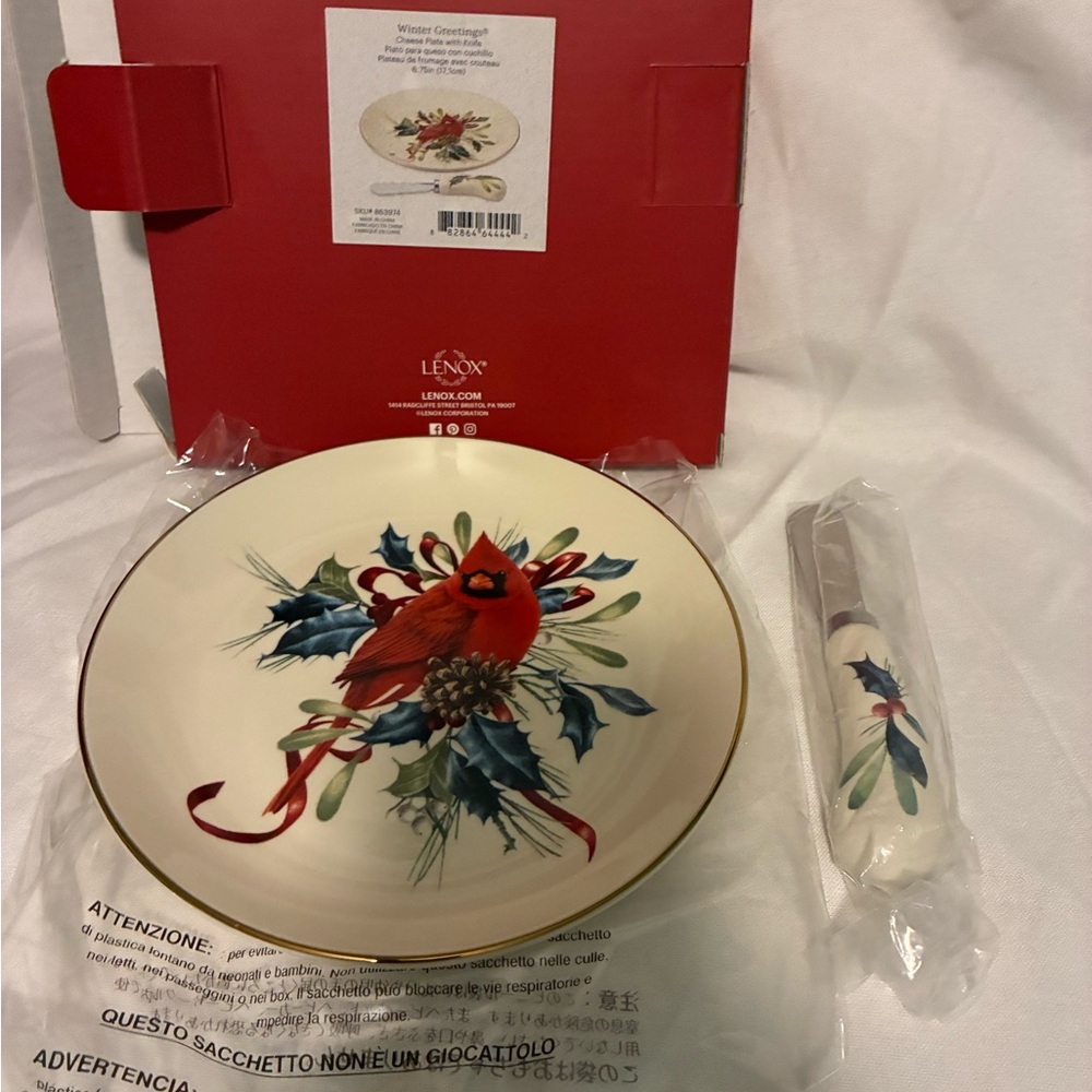 Lenox Winter Greetings Cheese Plate & Knife Ser